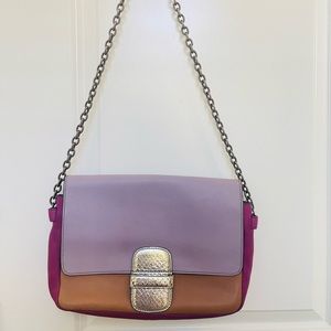 Marc Jacobs "Violet" Violet Combo Leather Shoulder Bag Made in Italy
